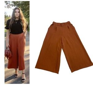 H&M rust brown capri wide leg culottes Sz 8